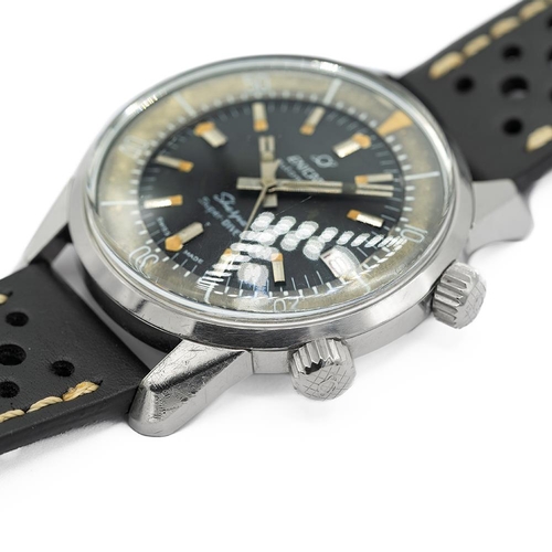 111 - GENTLEMAN'S RARE ENICAR SHERPA SUPER-DIVE, 2342, CIRCA. 1967, 40MM CASE, circular black patina'd dia... 