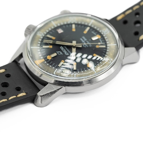 111 - GENTLEMAN'S RARE ENICAR SHERPA SUPER-DIVE, 2342, CIRCA. 1967, 40MM CASE, circular black patina'd dia... 