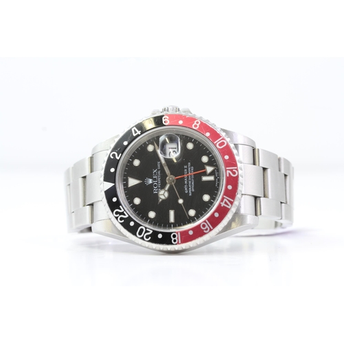 12 - ROLEX GMT MASTER II 'COKE' REFERENCE 16710 WITH BOX CIRCA 2003, circular gloss black dial with appli... 