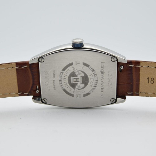 124 - GENTLEMAN'S LONGINES EVIDENZA AUTOMATIC RECTANGULAR, REF. L2.642.4, BOX & BOOKLETS + BUCKLE, CIRCA. ... 