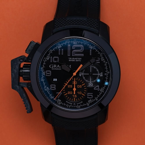 125 - GENTLEMAN'S GRAHAM LONDON CHRONOFIGHTER BLACK FOREST LIMITED EDITION, CIRCA. 2015 BOX & PAPERS, 47MM... 