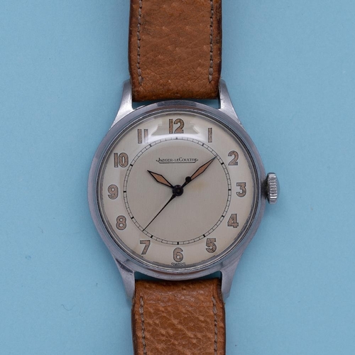 129 - GENTLEMAN'S RARE JAEGER-LECOULTRE MANUAL P478, CIRCA. 1940S, 33MM CASE, circular cream patina'd dial... 