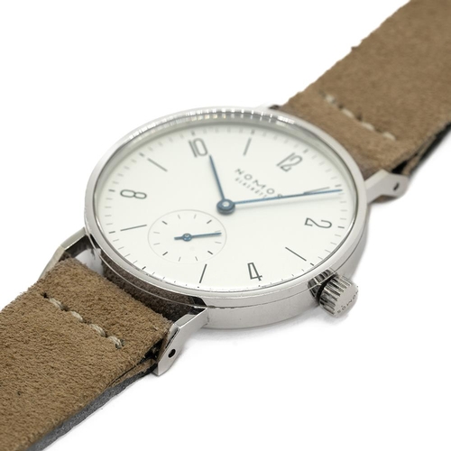 144 - GENTLEMAN'S NOMOS TANGENTE MANUALLY WOUND, REF. 123, AUGUST 2018 BOX & PAPERS, 33MM CASE, circular s... 