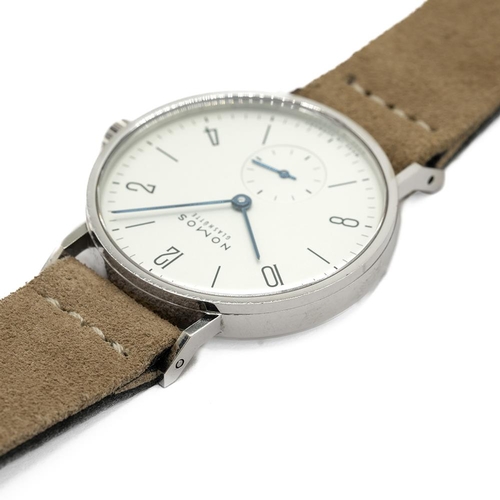 144 - GENTLEMAN'S NOMOS TANGENTE MANUALLY WOUND, REF. 123, AUGUST 2018 BOX & PAPERS, 33MM CASE, circular s... 