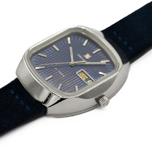 170 - GENTLEMAN'S ZENITH XL-TRONIC ELECTRONIC BLUE DIAL, 01-0010-505, CIRCA. 1970, 37.5MM CASE, cushion bl... 