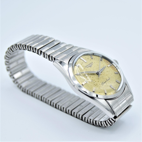 183 - LONGINES SILVER ARROW MANUAL WIND IN STAINLESS STEEL ON RARE LONGINES FIXOFLEX BRACELET MODEL 9100 &... 