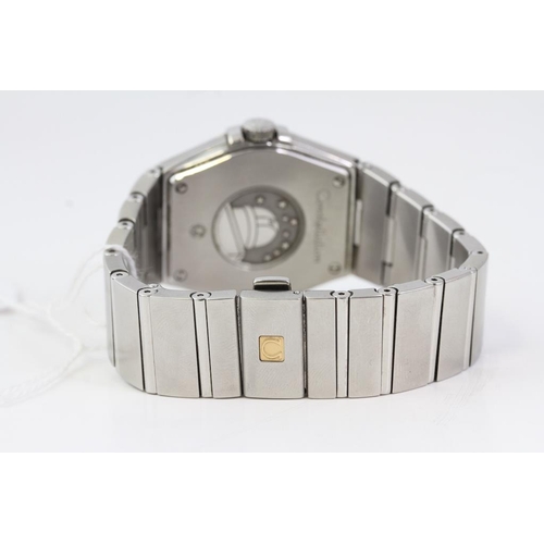 19 - OMEGA CONSTELLATION DOUBLE EAGLE WITH POUCH, Silver dial with baton hour markers and date window at ... 