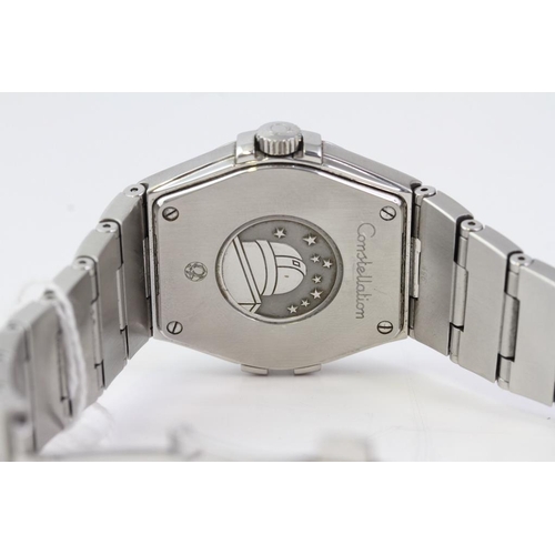 19 - OMEGA CONSTELLATION DOUBLE EAGLE WITH POUCH, Silver dial with baton hour markers and date window at ... 