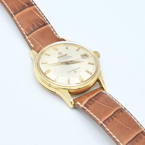 190 - OMEGA CONSTELLATION DATE AUTOMATIC CHRONOMETER MODEL 1685416 IN 18CT GOLD CASE WITH BOX AND PAPERS 1... 