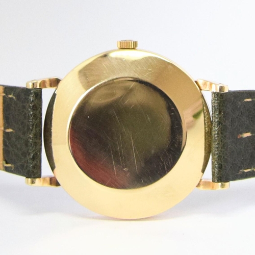 198 - OMEGA AUTOMATIC DRESS WATCH WITH CROSS HAIR DIAL MODEL 13308 IN 9CT GOLD 1958. SERIAL 16468179, REFE... 