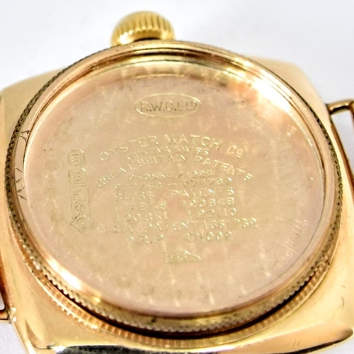 208 - RARE ROLEX OYSTER MODEL IN 9CT CUSHION OYSTER CASE WITH 9CT GOLD PERIOD BRACELET 1935. CAL. 10.5H, 9... 