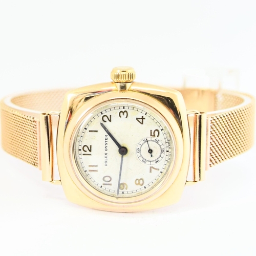 208 - RARE ROLEX OYSTER MODEL IN 9CT CUSHION OYSTER CASE WITH 9CT GOLD PERIOD BRACELET 1935. CAL. 10.5H, 9... 