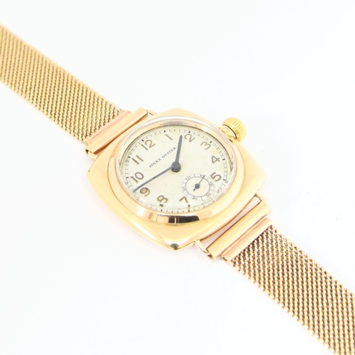 208 - RARE ROLEX OYSTER MODEL IN 9CT CUSHION OYSTER CASE WITH 9CT GOLD PERIOD BRACELET 1935. CAL. 10.5H, 9... 