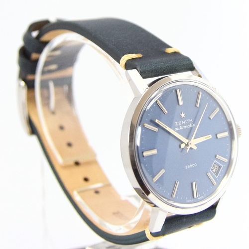 210 - ZENITH AUTOMATIC DATE 28800 MODEL 1209 WITH ORIGINAL METALLIC BLUE DIAL CIRCA 1960S. REFERENCE 1209-... 