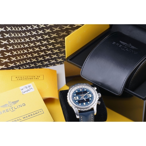 218 - BREITLING CHRONOSPACE DIGITAL/ANALOG CHRONOMETER WRISTWATCH W/ BOX & GUARANTEE PAPERS REF. A78365 CI... 