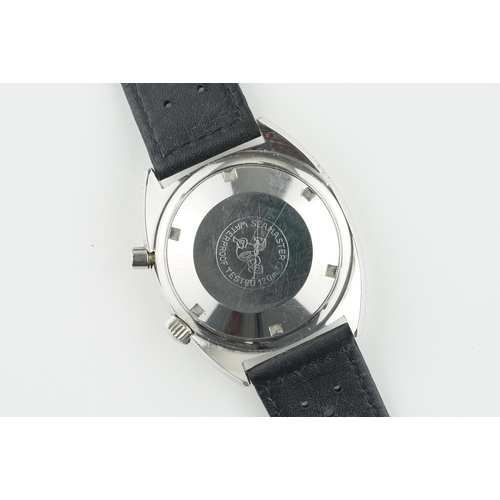 222 - OMEGA CHRONOSTOP SEAMASTER WRISTWATCH REF. 145.007, circular black dial with stick hour markers and ... 