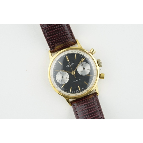 224 - BREITLING TOP TIME GOLD PLATED REF. 2000 CHRONOGRAPH, circular black twin register dial with gold ho... 