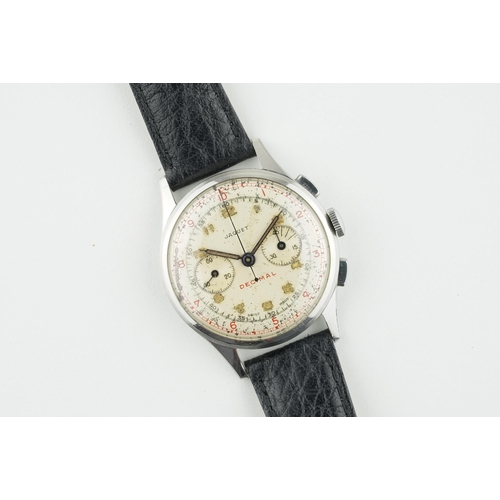 227 - GENTLEMENS EXCELSIOR PARK DECIMAL CHRONOGRAPH WRISTWATCH, circular patina twin register dial with ar... 