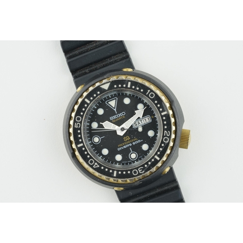 228 - SEIKO TUNA PROFESSIONAL DIVERS WRISTWATCH REF. 7549 7009, circular black dial with large lume plot h... 