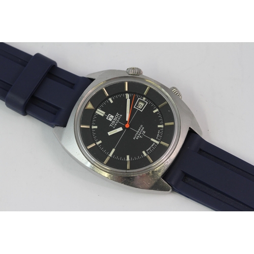 304 - VINTAGE TISSOT SEASTAR T.12 AUTOMATIC, circular black dial with baton hour markers, date function at... 