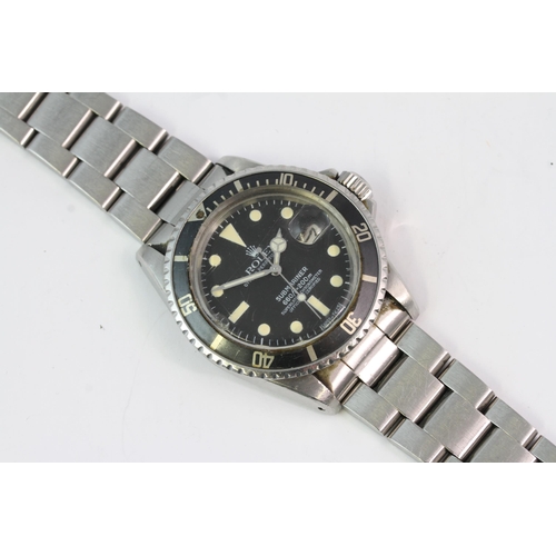 310 - VINTAGE ROLEX SUBMARINER REFERENCE 1680 CIRCA 1971, circular matte black dial with patina hour marke... 