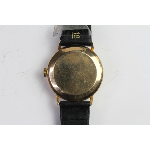 313 - VINTAGE OMEGA 18CT DRESS WATCH, circular dial with gold hour markers, 34mm 18ct case, case back mark... 