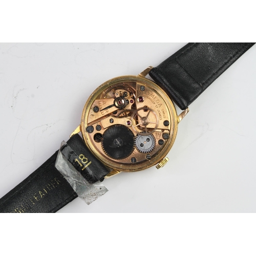 313 - VINTAGE OMEGA 18CT DRESS WATCH, circular dial with gold hour markers, 34mm 18ct case, case back mark... 