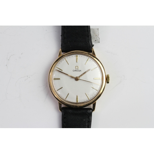 313 - VINTAGE OMEGA 18CT DRESS WATCH, circular dial with gold hour markers, 34mm 18ct case, case back mark... 