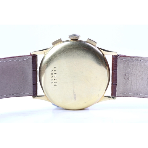 318 - VINTAGE 18CT UNIVERSAL GENEVE UNI-COMPAX REFERENCE 12445 CIRCA 1950S, silvered dial with Arabic hour... 