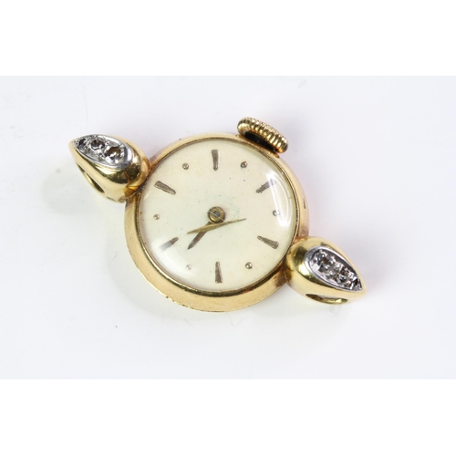 319 - 18ct diamond cocktail watch, cream dial, baton and dot hour markers, 18mm 18ct case, diamond set lug... 