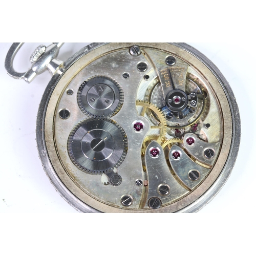 321 - UNUSUAL PLATINUM CHRONOMETRE DE PRECISION INVICTA ART DECO DIAMOND CASE POCKET WATCH,  silver dial, ... 