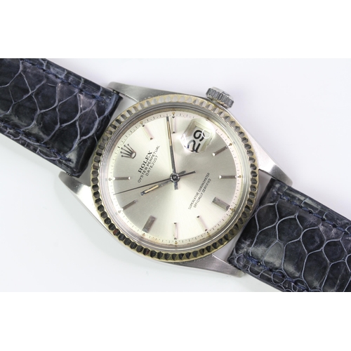 332 - ROLEX DATEJUST 1601 CIRCA 1969, circular sunburst silver dial with baton hour markers, date function... 