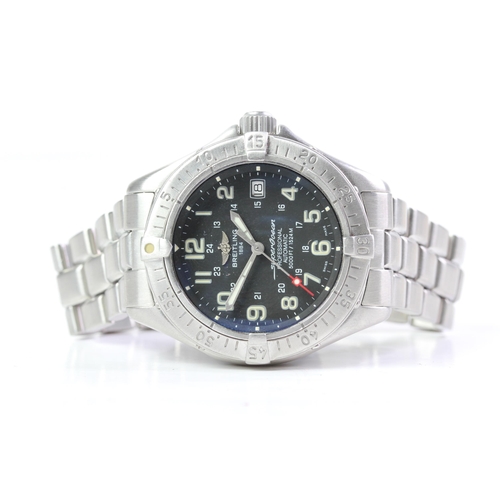 335 - BREITLING SUPEROCEAN AUTOMATIC REFERENCE A17045, circular black dial with arabic numeral hour marker... 