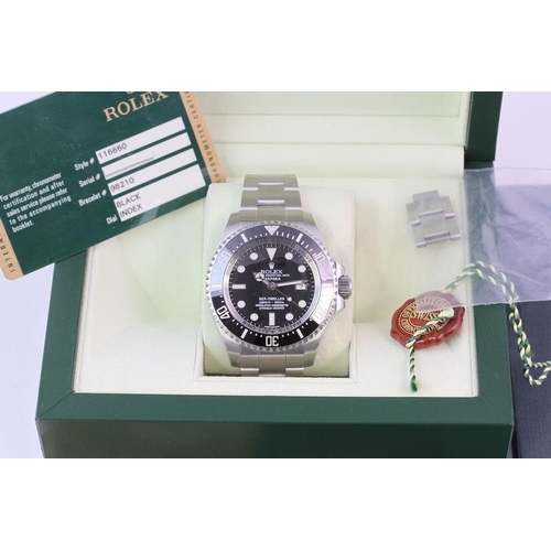 340 - ROLEX SEA-DWELLER DEEPSEA REFERENCE 116660 BOX AND PAPERS 2013, circular gloss black dial with appli... 