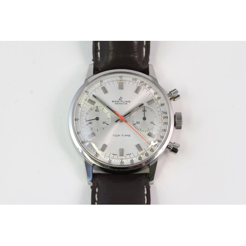 341 - VINTAGE BREITLING TOP TIME REFERENCE 2002-33 CIRCA 1970, circular sunburst silver dial with baton ho... 