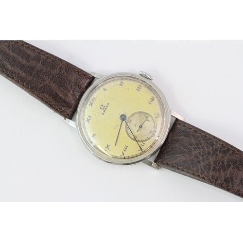 342 - VINTAGE OMEGA OVERSIZE MANUAL WIND 30T2 CIRCA 1939, circular champagne patina dial with roman numera... 