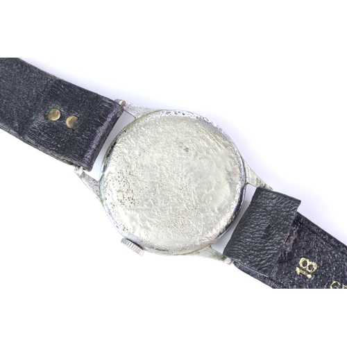 345 - 1940s Lanco Black sector dial watch, Nickel chrome case 33mm with snap on case back, Manual wind mov... 