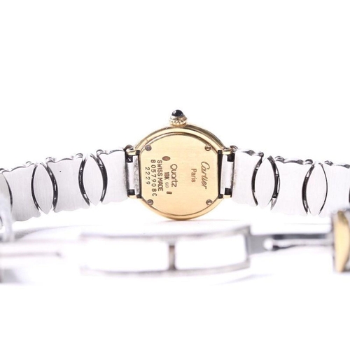 351 - CARTIER BAIGNOIRE RHONDE STEEL AND 18CT GOLD, circular white dial with roman numeral hour markers, b... 