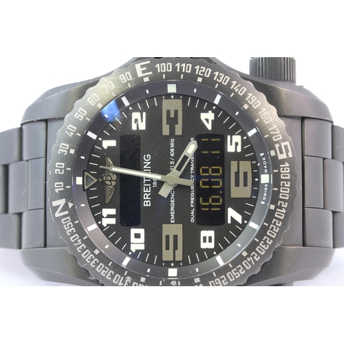 352 - BREITLING EMERGENCY DLC TITANIUM MOUNTAINEERS WATCH FULL SET 2015, circular matte dial with arabic n... 