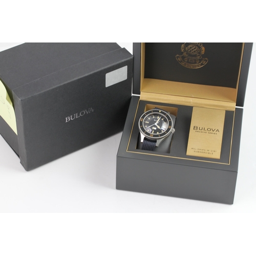 367 - NOS BULOVA MIL-SHIPS-W-2181 DIVE WATCH, circular black dial with dot hour markers, uni-directional b... 