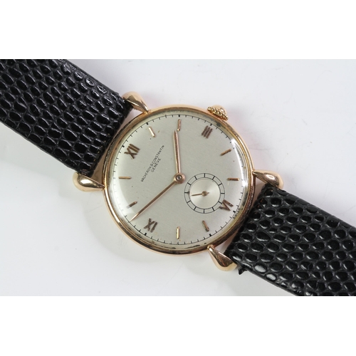 376 - VINTAGE 18CT ROSE GOLD VACHERON CONSTANTIN, circular silver dial with baton and roman numeral hour m... 