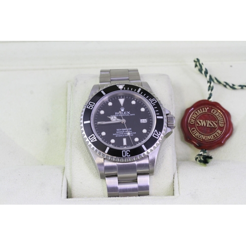 39 - ROLEX SEA DWELLER REFERENCE 16600 BOX AND PAPERS 2008, circular gloss black dial with applied hour m... 