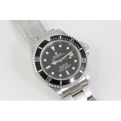 39 - ROLEX SEA DWELLER REFERENCE 16600 BOX AND PAPERS 2008, circular gloss black dial with applied hour m... 