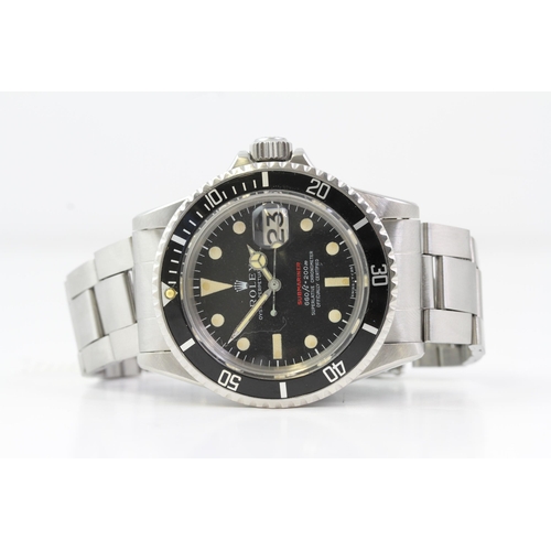 41 - VINTAGE ROLEX 'RED LINE' SUBMARINER REFERENCE 1680 WITH BOX CIRCA 1971, circular matte mk4 dial with... 