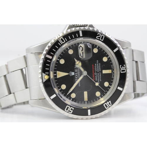 41 - VINTAGE ROLEX 'RED LINE' SUBMARINER REFERENCE 1680 WITH BOX CIRCA 1971, circular matte mk4 dial with... 