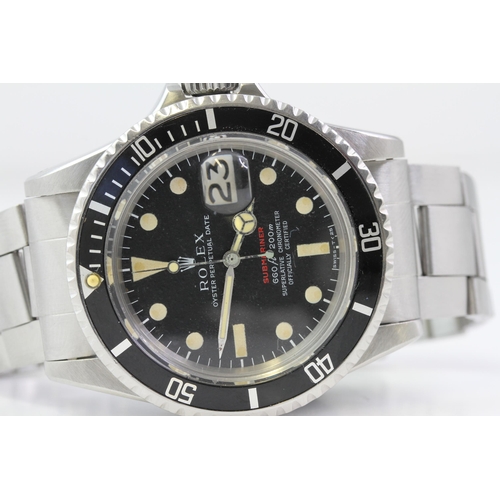 41 - VINTAGE ROLEX 'RED LINE' SUBMARINER REFERENCE 1680 WITH BOX CIRCA 1971, circular matte mk4 dial with... 