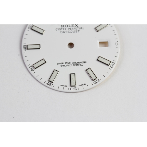 457 - ROLEX DATEJUST WHITE DIAL, baton hour markers with outer minutes track, date function at 3 o'clock