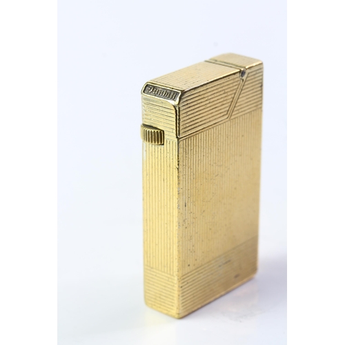 459 - 1950S DUNHILL BROAD BOY CIGARETTE LIGHTER,  gold plated pin stripe case, signed with Patent number 4... 