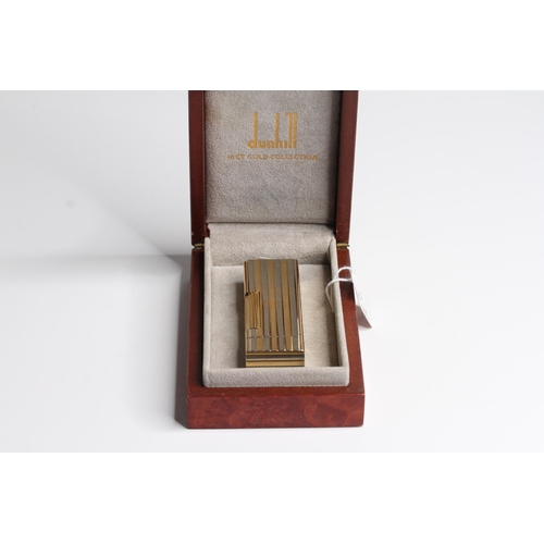 462 - Solid 18ct Dunhill two tone Rollagas, white and yellow gold, singed and import mark to base, boxed, ... 