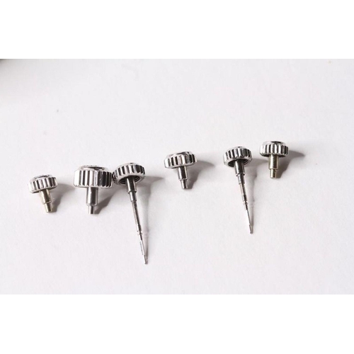 463 - 6x Rolex crowns, 2x with stems, 5mm / 5mm / 6mm / 5mm with stem / 6mm with stem / 7mm Coronet and Th... 